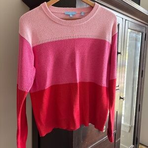 Draper James Colorblock Crewneck Sweater  Pink